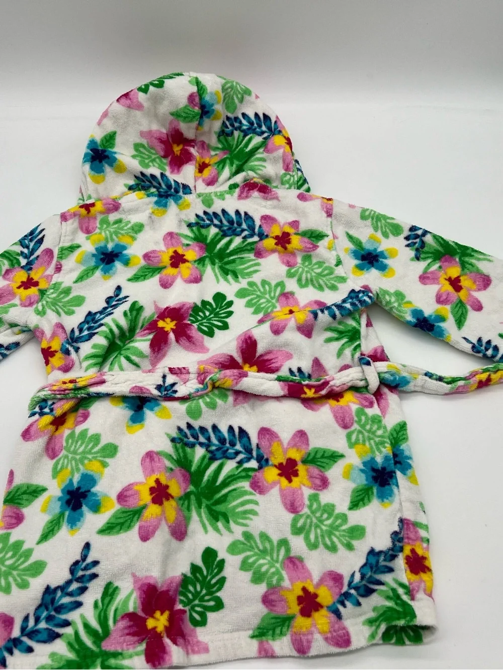 Nautica Floral Xs (3/4)  Girls Robe Swim Cover Up Terry With Pockets 100% Cotton